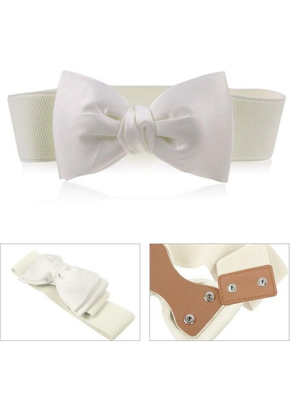 1 Adet Kız Kadın Elastik Geniş Streç Toka Ilmek Yay Kemer Bel Kemeri Aksesuarları (Yurt Dışından)