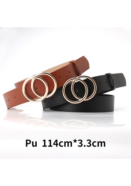 Yeni Çift Halka Pu Kemer Kadın Moda Altın Alaşımlı Toka Pin Tokalı Kemerler Kadın Elbisesi Kot Kemer 2022 (Yurt Dışından) modelleri