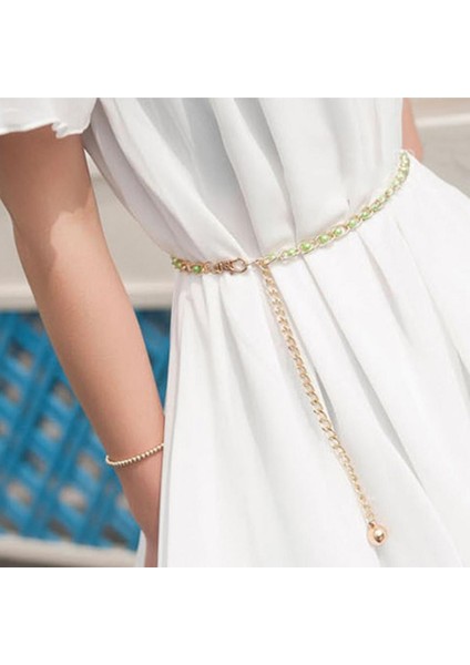 Kore Tarzı Metal Şeker Renk Bel Zinciri ile Sahte Inci Ince Kanca Kadın Elbisesi Bel Bandı Moda Lüks Kemer Yaz 2022 (Yurt Dışından) fiyatları