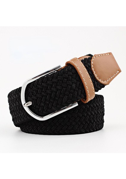 Siyah Kadın Rahat Örme Pin Toka Erkek Kemer Dokuma Kanvas Elastik Genişletilebilir Örgülü Streç Kemerler Kadınlar Için Kot Kemerler Kemer (Yurt Dışından)
