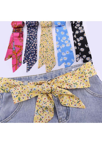 Kadın Ipek Baskı Kemerler Rahat Bel Kayışı Dekoratif Elbise Vahşi Düğümlü Şifon Bandaj Kuşak Kemer Moda Çanta Şerit (Yurt Dışından)