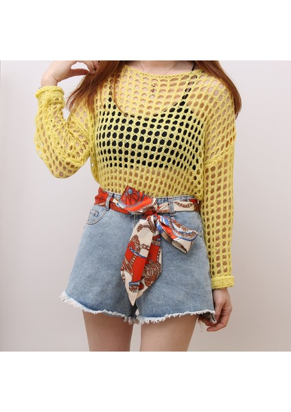 Kadın Ipek Baskı Kemerler Rahat Bel Kayışı Dekoratif Elbise Vahşi Düğümlü Şifon Bandaj Kuşak Kemer Moda Çanta Şerit (Yurt Dışından) modelleri