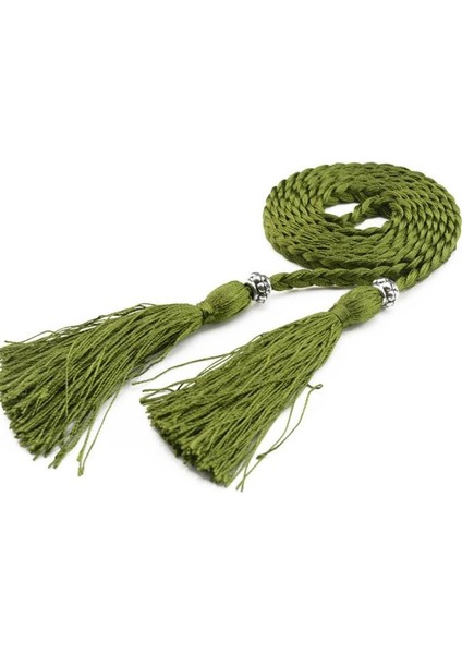 Moda Kadın Düz Renk Örgülü Püskül Kemer Bohemian Kızlar Ince Bel Halat Örgü Kemerler Elbise Kemerleri Kemer Aksesuarları (Yurt Dışından) fiyatları