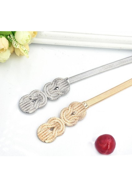1 Adet Moda Ince Elastik Streç Kemer Kadın Altın Gümüş Metal Bel Kemeri Kadın Elbise Ceket Kemer (Yurt Dışından) fırsatları