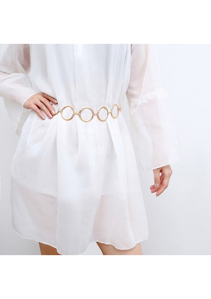 Metal Bel Zincir Kemer Kadın Elbiseler Bel Zinciri Bayanlar Altın Dekorasyon Metal Büyük Halka Kemer (Yurt Dışından) fiyatları