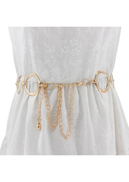 Metal Bel Zincir Kemer Kadın Elbiseler Bel Zinciri Bayanlar Altın Dekorasyon Metal Büyük Halka Kemer (Yurt Dışından) modelleri
