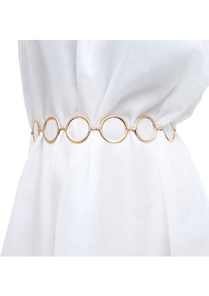 Metal Bel Zincir Kemer Kadın Elbiseler Bel Zinciri Bayanlar Altın Dekorasyon Metal Büyük Halka Kemer (Yurt Dışından) fırsatları