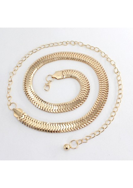 2020 Yeni Kadın Moda Kemer Kalça Yüksek Bel Altın Dar Metal Zincir Tıknaz Saçaklar (Yurt Dışından)