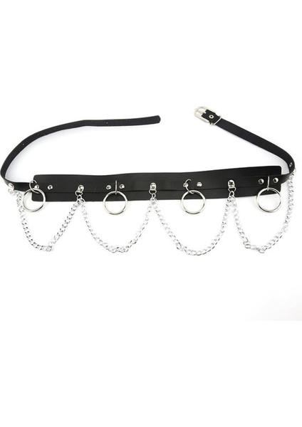 Lookloland Koyu Zincir Punk Kemer Kadın Hip-Hop Gotik Tarzı Tüm Maç Moda Eşleşen Elbise Jk Ceket Dekoratif Kuşak (Yurt Dışından)