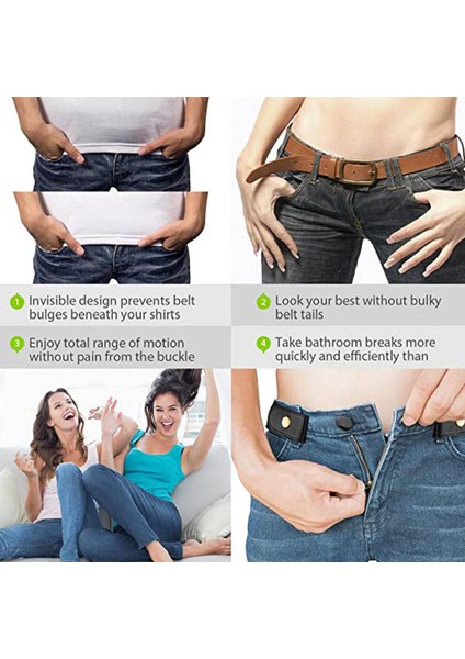 Erkekler Kadınlar Için 1 Adet Görünmez Hiçbir Toka Bel Kemeri Streç Elastik Tokasız Polyester/kauçuk Kemerler (Yurt Dışından) modelleri