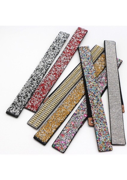 2022 Kadın Moda Parlak Kemer Bel Zinciri Rhinestones Kristal Kemer Metal Düğme Elastik Bant Lüks Geniş Parti Kemer (Yurt Dışından) modelleri