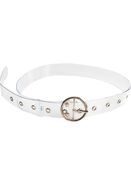 Kadın Kemerleri Moda Tasarım Altın Metal Yuvarlak Toka Kemer Pantolon Plastik Pvc Kayış Şeffaf Şeffaf Bel Bantları Kadın Kot (Yurt Dışından) fırsatları