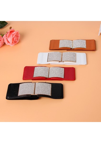 2022 Moda Taklidi Toka Bayanlar Elastik Geniş Bel Kadınlar Için Yeni Dekoratif Kemerler Tasarımcı Kemer Lüks Beyaz Kırmızı Siyah (Yurt Dışından)