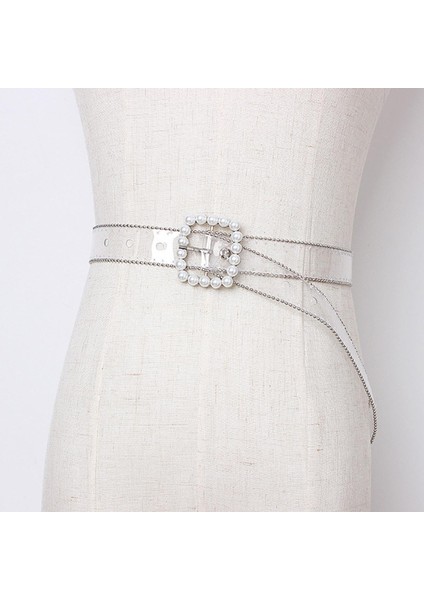 Kot Temizle Kemer Bayanlar Bel Kemerleri Kadınlar Için Şeffaf Beyaz Inci Kemer Tasarımcısı Cinturon Mujer Pvc Plastik Kemer (Yurt Dışından)