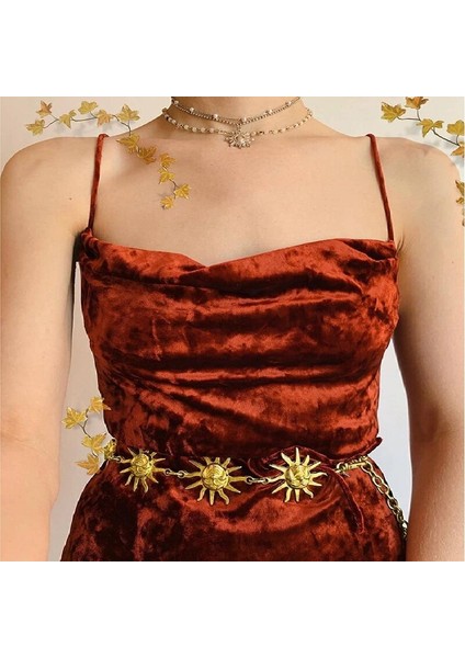 Lookloland Gotik Bel Altın Zincir Kemer Kadın Harajuku Koyu Güneş Kolye Gümüş Zincir Kemer Vintage Punk Rock Aksesuarları Kemer Streetwear (Yurt Dışından) fırsatları