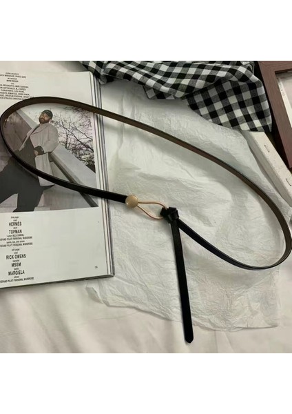 Lookloland Yeni Siyah Beyaz Parlak Pu Deri Bel Kemerleri Kadınlar Için Dar Ince Kemerler Kemer Düğüm Sapanlar Elbise Parti Kemer Etek Kemer (Yurt Dışından)
