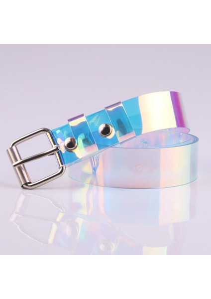 Moda Kadın Şeffaf Kemer Sevimli Kemer Lazer Gökkuşağı Rengi Holografik Temizle Pin Toka Görünmez Punk Geniş Bel Bantları (Yurt Dışından) fiyatları
