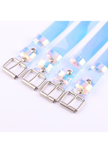 Moda Kadın Şeffaf Kemer Sevimli Kemer Lazer Gökkuşağı Rengi Holografik Temizle Pin Toka Görünmez Punk Geniş Bel Bantları (Yurt Dışından) fırsatları