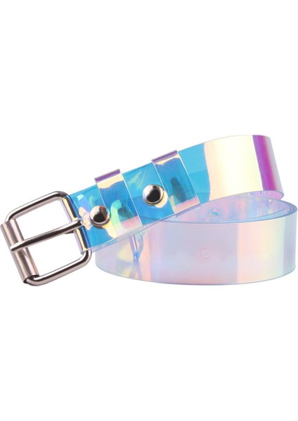 Moda Kadın Şeffaf Kemer Sevimli Kemer Lazer Gökkuşağı Rengi Holografik Temizle Pin Toka Görünmez Punk Geniş Bel Bantları (Yurt Dışından) indirimleri