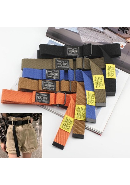 Harajuku Kanvas Kemer Erkekler Kadınlar Için Beyefendi Kot Pantolon Dekoratif Kemer Dokuma Bel Kemerleri Uzun Punk Gençlik Kemer (Yurt Dışından)