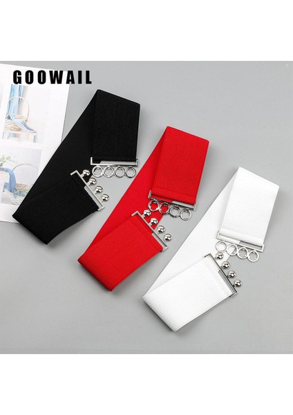 7.5 cm Geniş Kemer Kadın Basit Stil Elastik Bant Orijinal Toka Tasarım Kemer Elbiseler Bayanlar Streç Beyaz Bel Cinch (Yurt Dışından)