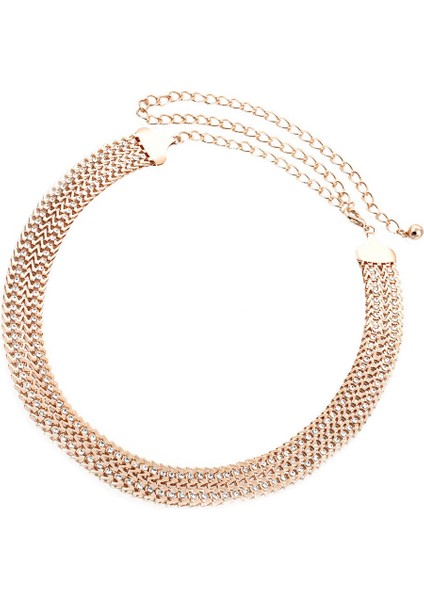 2019 100% Yepyeni Kadın Altın Diamante W Şeklinde Boncuklu Kemer Taklidi Bel Zincir Kemer 110 cm (Yurt Dışından) modelleri