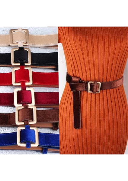 Tasarımcının Yeni Lüks Moda Kadife Kırmızı ve Siyah Kırık Beyaz Kemer Premium Flanel Kazak Ceket Elbise Kot Kadın Kemerler Ceinture (Yurt Dışından) fiyatları