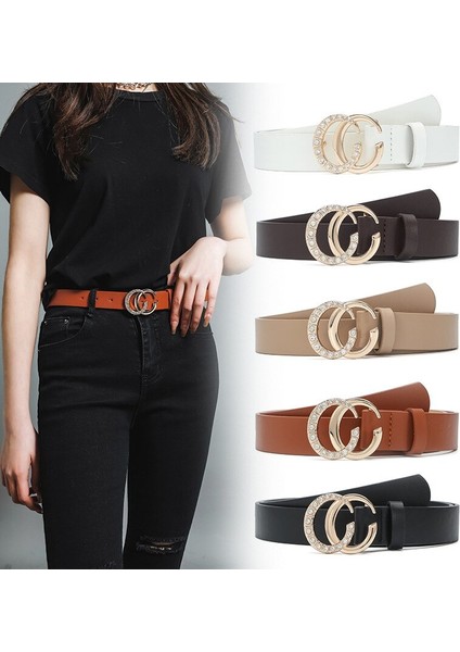 Yeni Bayanlar Moda Çift C Taklidi Retro Trend Kemer Çok Yönlü Büyük C Harfi Altın Gümüş Tokalı Kemer Kot Aksesuarları Kemer (Yurt Dışından) fırsatları