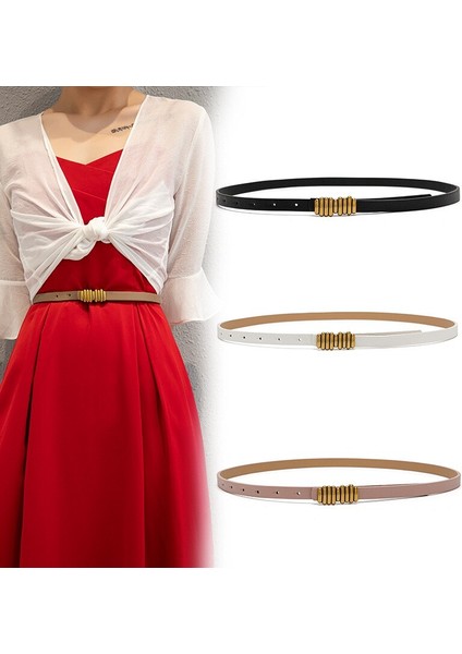 Lookloland Yeni Kurulu Toka Pu Deri Küçük Kadın Kemer Moda Takım Elbise Kot Elbise Gömlek Dekorasyon Ince Kemer Siyah Kırmızı Pembe Beyaz (Yurt Dışından) modelleri