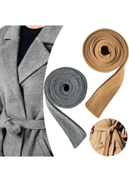 Lookloland Yün Kuşak Trençkot Palto Ceket Unisex Kravat Suni Yün Kemer Bayan Dekoratif Geniş Çift Taraflı Kemer Aksesuarları (Yurt Dışından)
