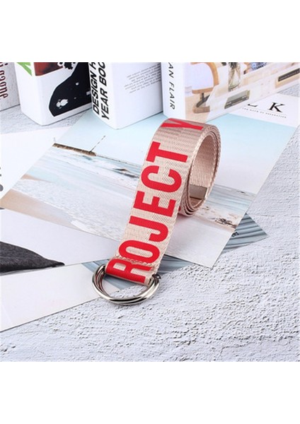 Naylon Örgü Kadın Kemer Moda Öğrenci Çift D Halka Toka 130 cm Uzun Kayış Kadın Mektup Baskı Kanvas Kemerler Kot (Yurt Dışından) indirimleri