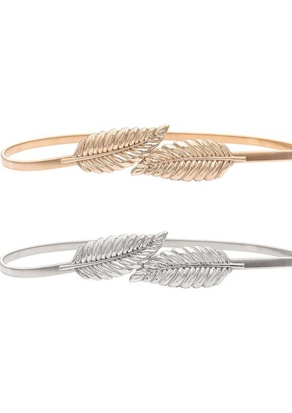 Kadın Moda Metal Altın Gümüş Yapraklar Zincir Kemer Bel Bandı Esneklik Bel Kemeri Elbise Etek Bantları Kadın Kemer (Yurt Dışından) fırsatları