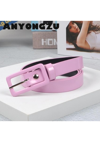Kadın Kemer Defilesi Şeker Renk Ince Rahat Çok Yönlü Kız Öğrenci Gençlik Pantolon Geniş 2cm Kırmızı Sarı Mavi Siyah (Yurt Dışından) modelleri