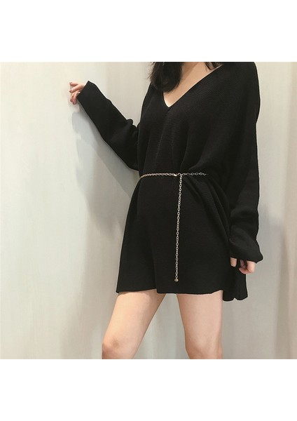 Lookloland Moda Kadın Mini Metal Elbise Bel Zinciri Kemer Payetler Tüm Maç Rahat Zarif Giyim Ince Zincir Kemer (Yurt Dışından) modelleri
