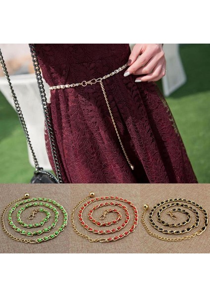2021 Sıcak Satılan Moda Taklit Inci Boncuk Ince Bel Zincir Kemer Kadın Kızlar Metal Kemer Kemerli Elbise Aksesuarları 6 Renk (Yurt Dışından) modelleri