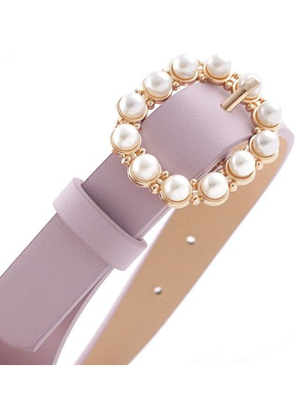 2019 Yeni Tasarımcı Beyaz Siyah Kırmızı Pembe Pu Deri Kemer Kırağı Bayanlar Kadınlar Için Yuvarlak Inci Tokalı Kemerler Elbiseler Pantolon Kemer (Yurt Dışından) indirimleri