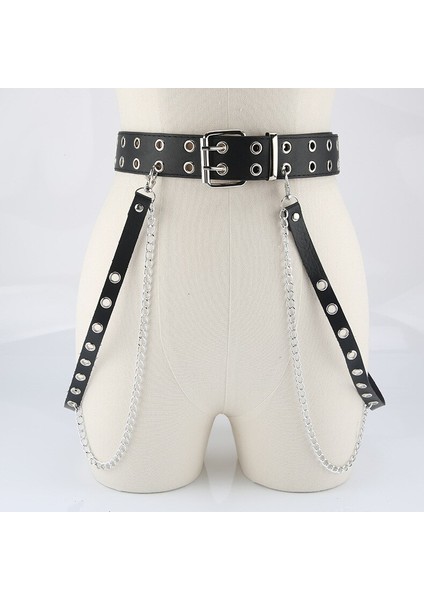Harajuku Koyu Meisje Punk Gotik Stijl Kruvaze Knoopsgat Tek Göğüslü Knoopsgat Kemer Decoratie Jk Taille Ketting Riem (Yurt Dışından) fiyatları