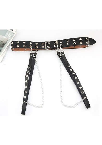 Harajuku Koyu Meisje Punk Gotik Stijl Kruvaze Knoopsgat Tek Göğüslü Knoopsgat Kemer Decoratie Jk Taille Ketting Riem (Yurt Dışından) indirimleri
