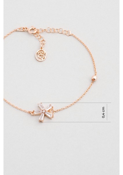 Buz Kristali 18 Ayar Rose Altın Kaplama 18 cm Gümüş Minimal Bileklik fiyatları