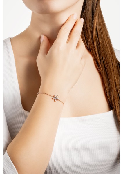 Buz Kristali 18 Ayar Rose Altın Kaplama 18 cm Gümüş Minimal Bileklik fırsatları