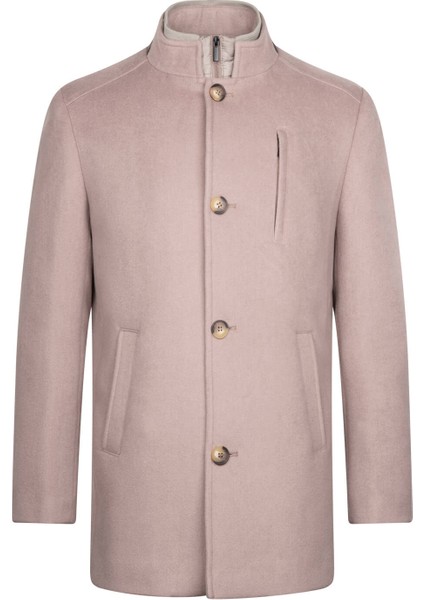 Vizon Slim Fit Hakim Yaka Yünlü Palto