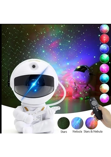 Mini Astronot Projektör Gece Masa Lambası Gala x Y Gökyüzü Projeksiyon Kumandalı Aydınlatma (Yurt Dışından)