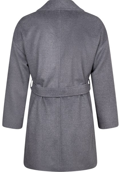 Saykı Woman Gri Regular Fit Mono Yaka Yünlü Manto