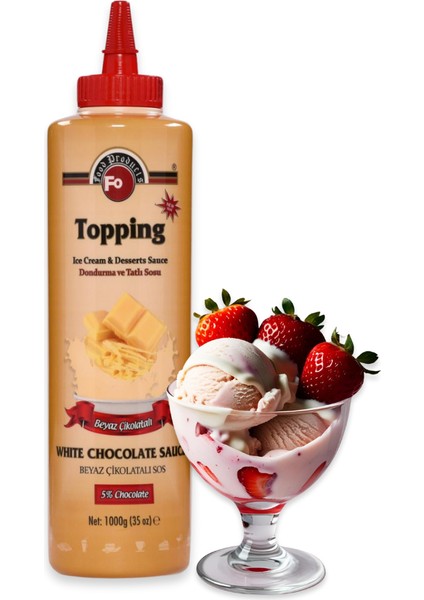 Beyaz Çikolatalı Topping Dondurma Sosu 1 Kg