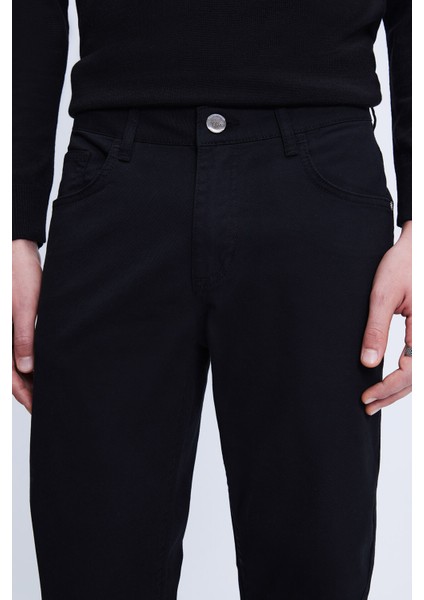 Siyah Regular Fit 5 Cep Pamuklu Kanvas Pantolon modelleri