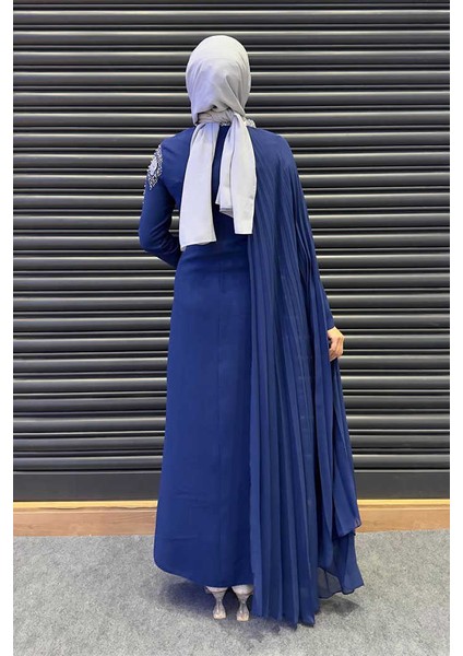 Taş Detaylı Pelerinli Elbise 3938 Lacivert fiyatları