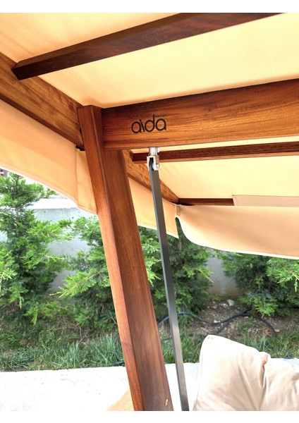 Sia 2400 Iroko Dört Kişilik Ahşap Bahçe Salıncağı Krem