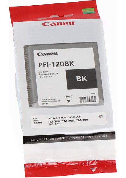 ® Canon PFI-120 Bk (Photo Black) Fotoğraf Siyahı Plotter Orijinal Mürekkep Kartuş 130 Ml. (2885C001)