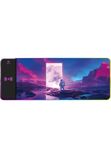 Rgb Kablosuz Şarj Işık Yayan Mouse Pad Sevimli Karikatür Anime Oyun Atmosferi Dizüstü Ofis Klavye Mat (Yurt Dışından)