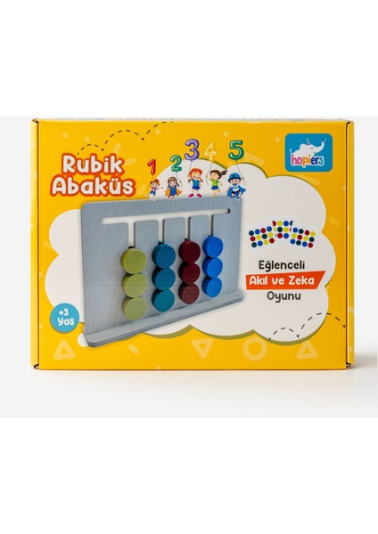 Ahşap Rubik Abaküs / 3+ Yaş / Montessori Eğitici ve Öğretici Renkli Ahşap Oyuncak / Güvenli ve Eğlenceli Çocuk Oyuncağı